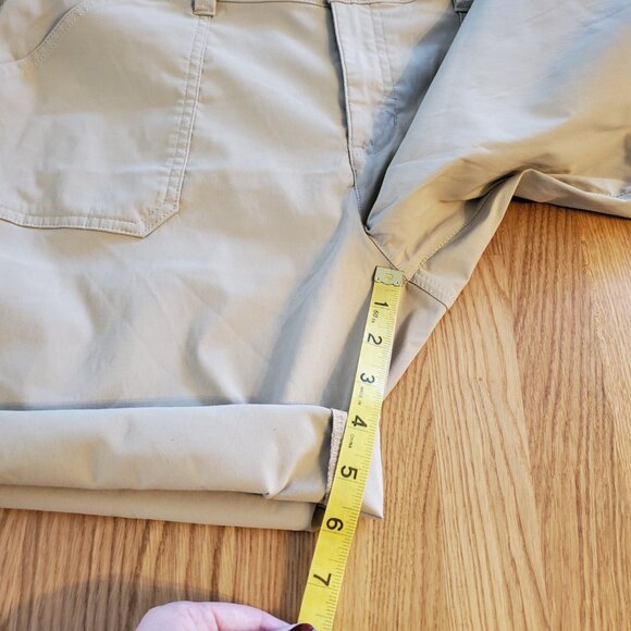 EDDIE BAUER Roll Tab Bermuda Shorts Nylon Blend Hiking Beige Tan Khaki Womens 12 - Picture 14 of 14